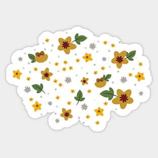 Woodland Yellow Flowers - Cream Sticker